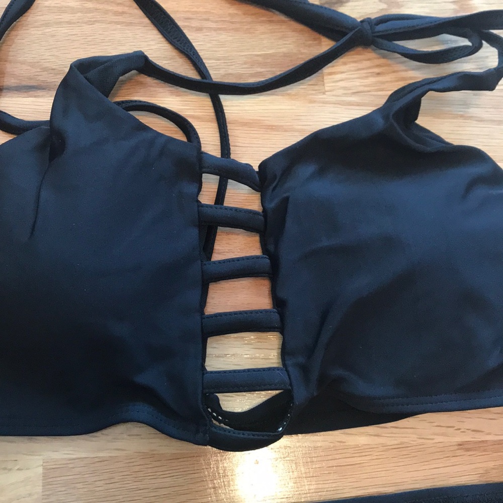 HOTAPEI Swim Black Bikini with Cutouts - Picture 2 of 7